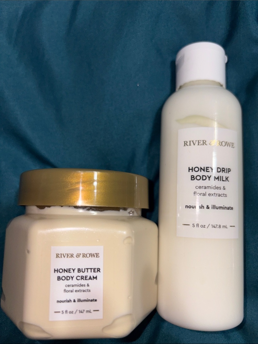 River & Rowe - Honey Butter Body Cream 5 fl oz & Honey Drip Body Milk 5 fl oz